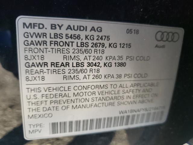 Photo 9 VIN: WA1BNAFY8J2184715 - AUDI Q5 PREMIUM 