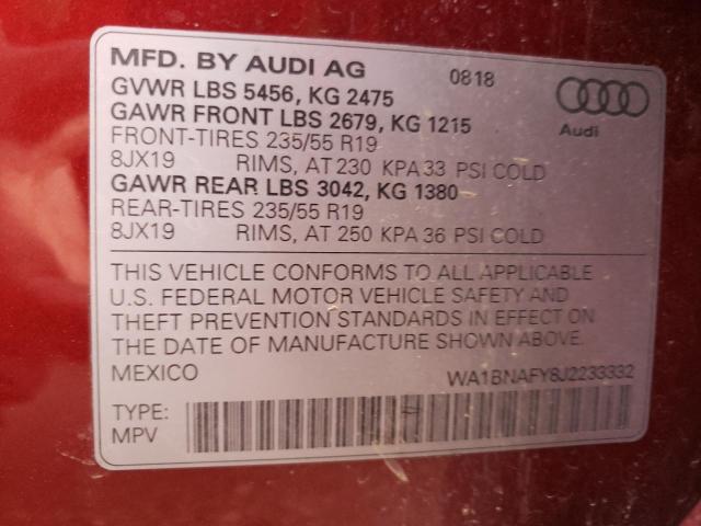 Photo 9 VIN: WA1BNAFY8J2233332 - AUDI Q5 PREMIUM 