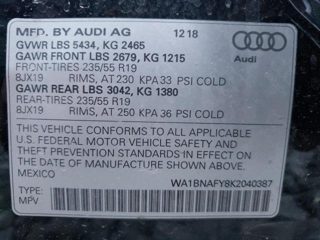 Photo 9 VIN: WA1BNAFY8K2040387 - AUDI Q5 PREMIUM 