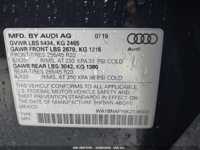 Photo 8 VIN: WA1BNAFY8K2136830 - AUDI Q5 