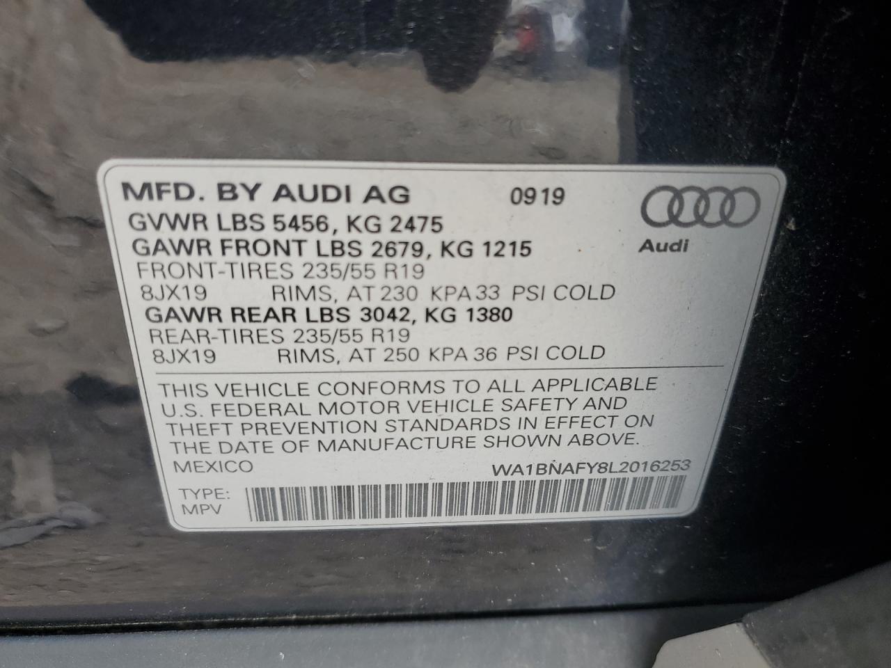 Photo 12 VIN: WA1BNAFY8L2016253 - AUDI Q5 