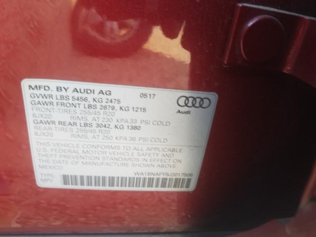 Photo 9 VIN: WA1BNAFY9J2017506 - AUDI Q5 PREMIUM 