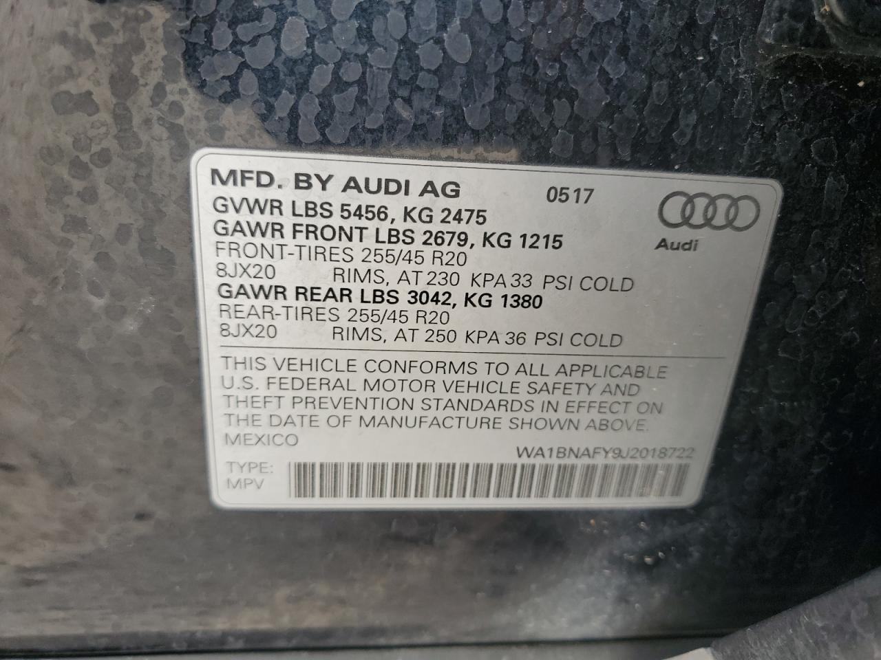 Photo 11 VIN: WA1BNAFY9J2018722 - AUDI Q5 