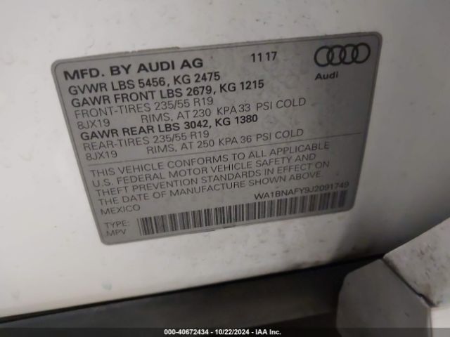 Photo 8 VIN: WA1BNAFY9J2091749 - AUDI Q5 