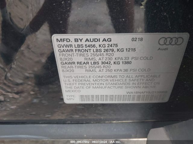 Photo 8 VIN: WA1BNAFY9J2139959 - AUDI Q5 