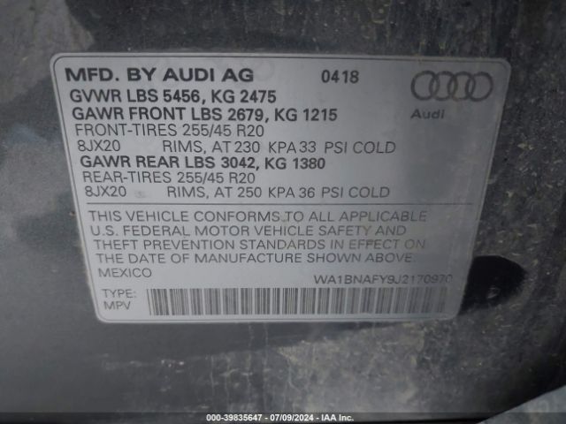 Photo 8 VIN: WA1BNAFY9J2170970 - AUDI Q5 