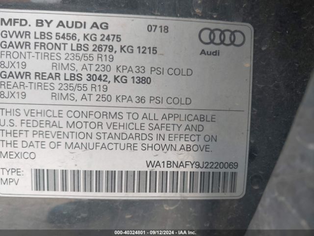 Photo 8 VIN: WA1BNAFY9J2220069 - AUDI Q5 