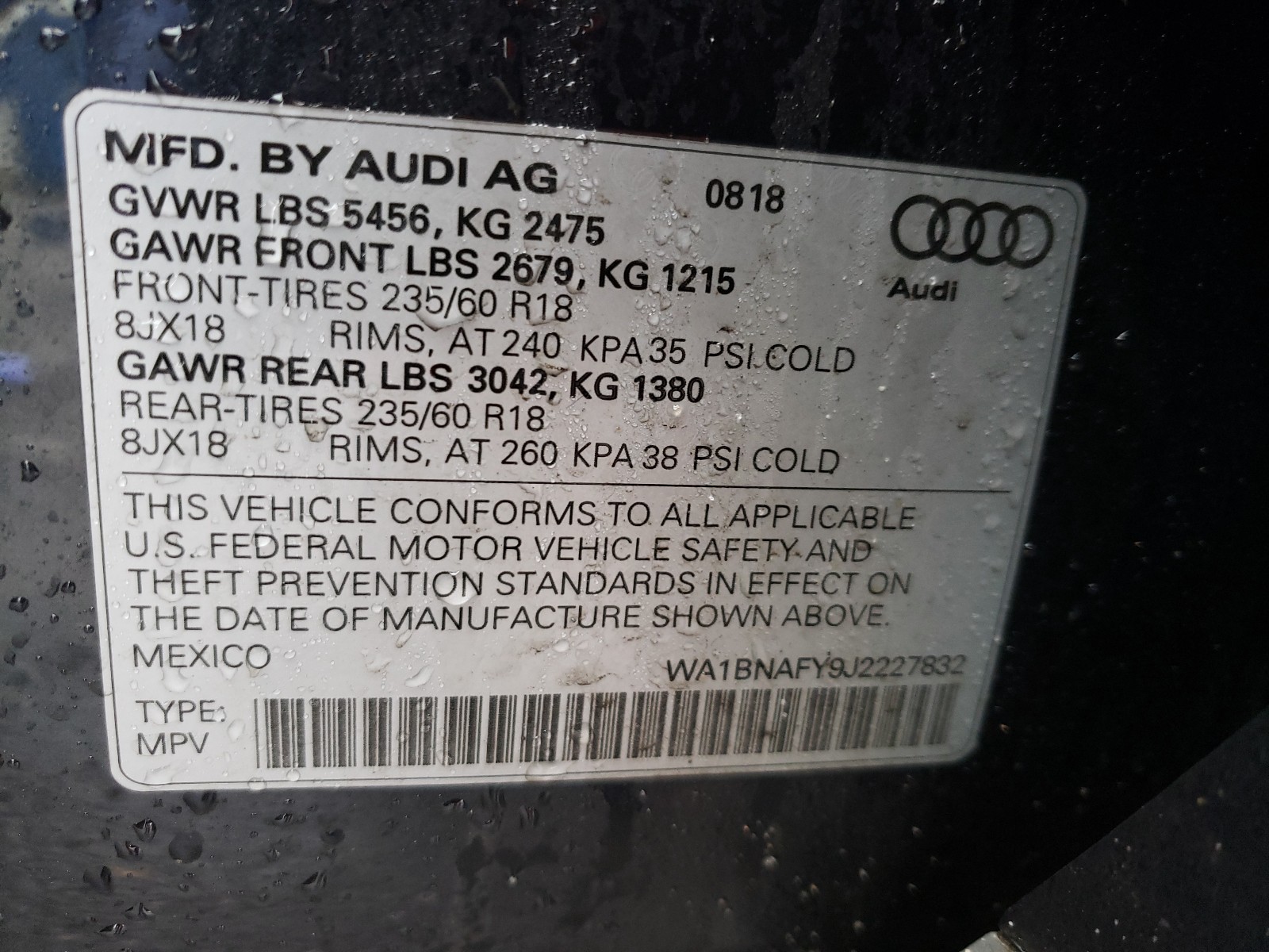 Photo 9 VIN: WA1BNAFY9J2227832 - AUDI Q5 