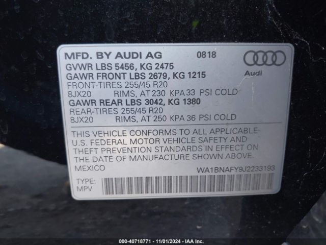 Photo 8 VIN: WA1BNAFY9J2233193 - AUDI Q5 