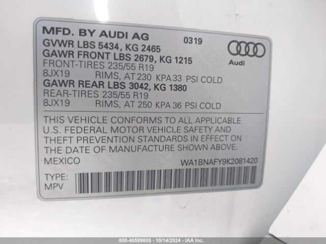 Photo 8 VIN: WA1BNAFY9K2081420 - AUDI Q5 