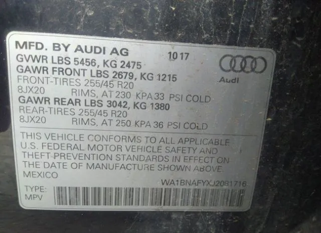 Photo 8 VIN: WA1BNAFYXJ2081716 - AUDI Q5 