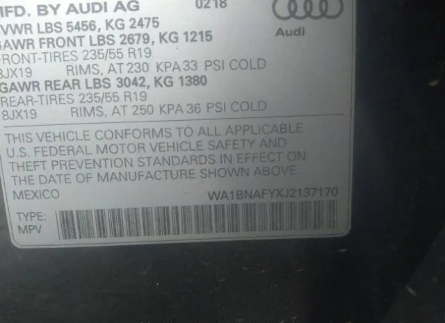 Photo 8 VIN: WA1BNAFYXJ2137170 - AUDI Q5 