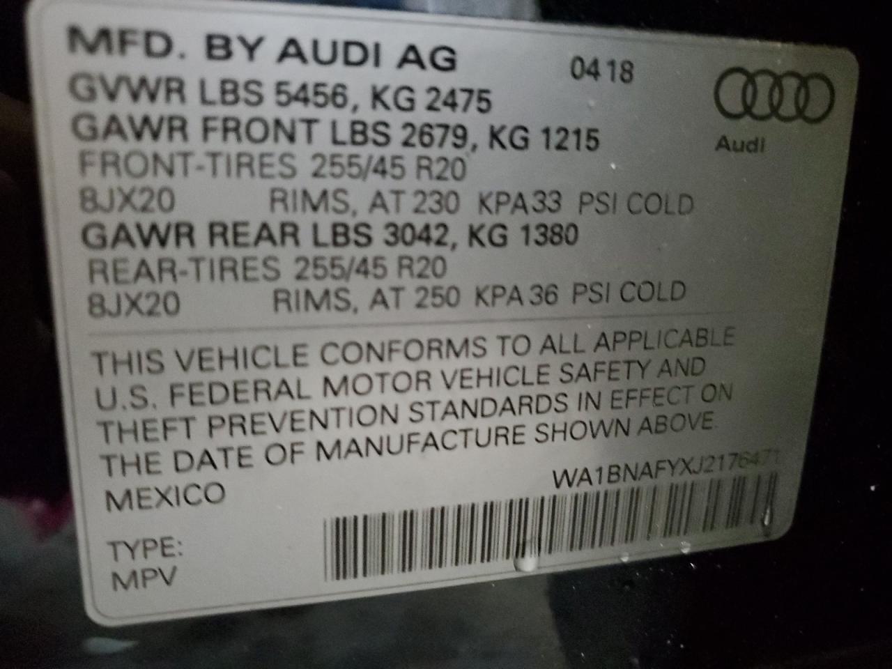 Photo 11 VIN: WA1BNAFYXJ2176471 - AUDI Q5 