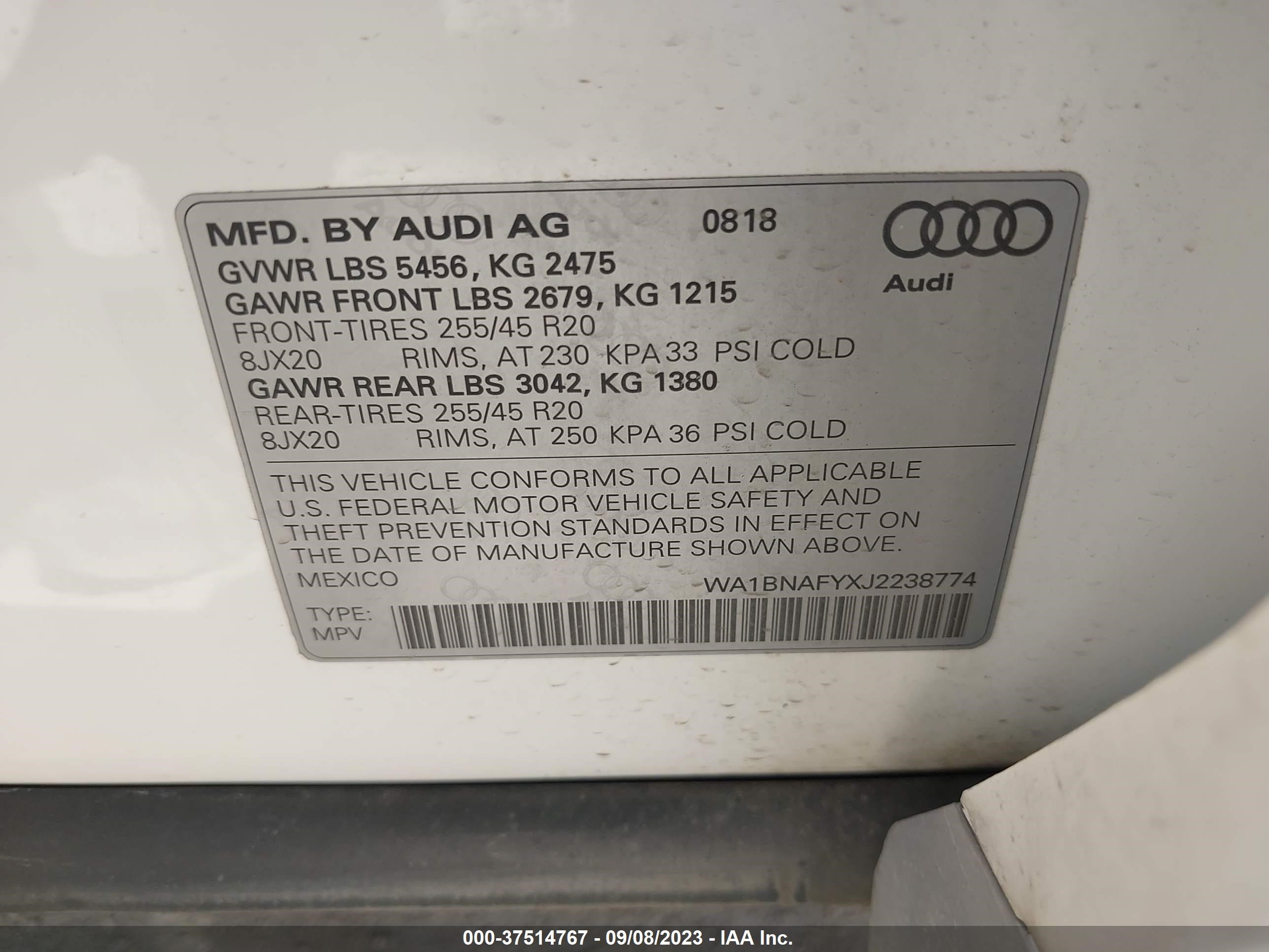 Photo 8 VIN: WA1BNAFYXJ2238774 - AUDI Q5 