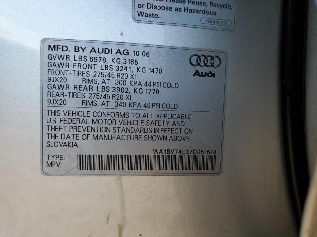 Photo 13 VIN: WA1BV74L37D051528 - AUDI Q7 4.2 QUA 