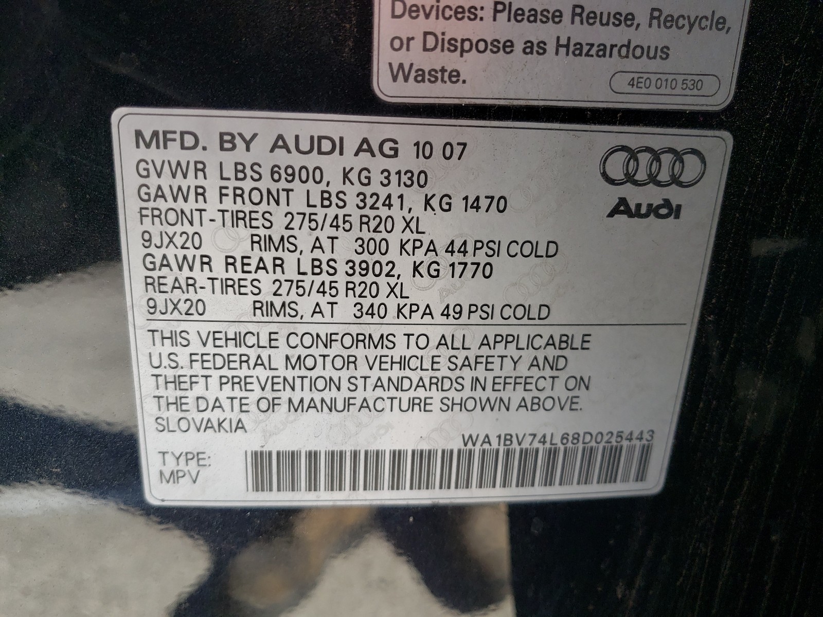 Photo 9 VIN: WA1BV74L68D025443 - AUDI Q7 4.2 QUA 