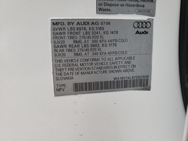 Photo 9 VIN: WA1BV74L87D031548 - AUDI Q7 4.2 QUA 