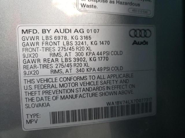 Photo 12 VIN: WA1BV74LX7D077317 - AUDI Q7 4.2 QUA 