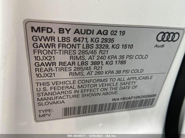 Photo 8 VIN: WA1BVAF10KD026488 - AUDI Q8 