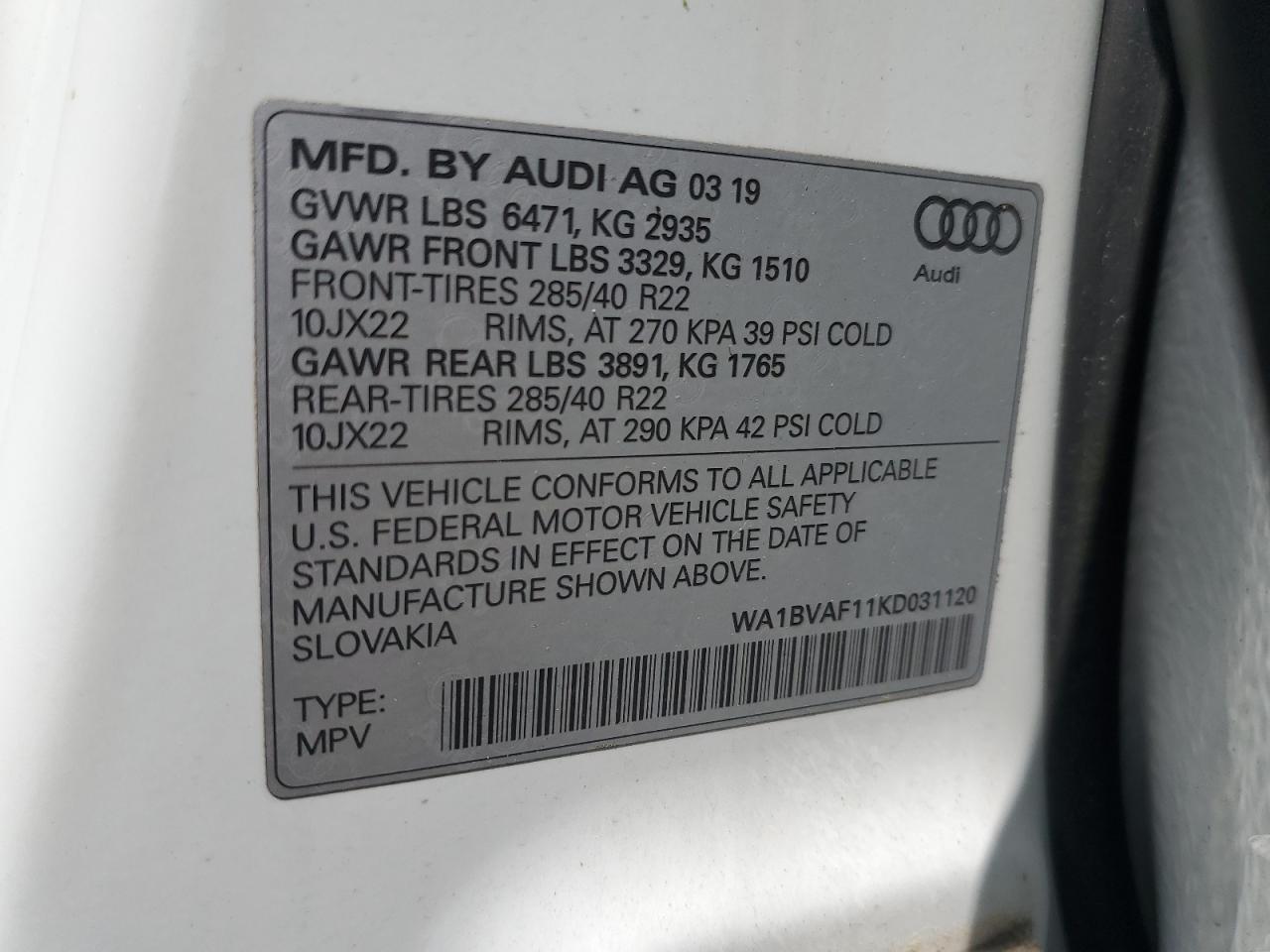 Photo 12 VIN: WA1BVAF11KD031120 - AUDI Q8 