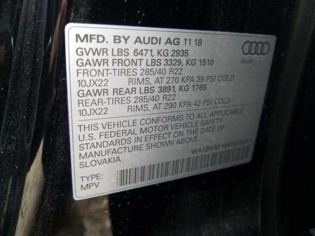 Photo 9 VIN: WA1BVAF15KD015311 - AUDI Q8 PREMIUM 