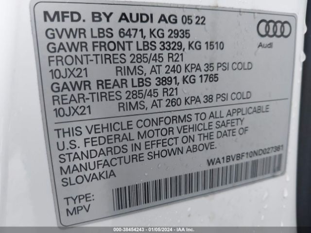 Photo 8 VIN: WA1BVBF10ND027361 - AUDI Q8 