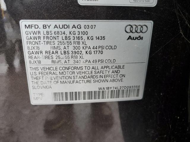 Photo 12 VIN: WA1BY74L27D093356 - AUDI Q7 