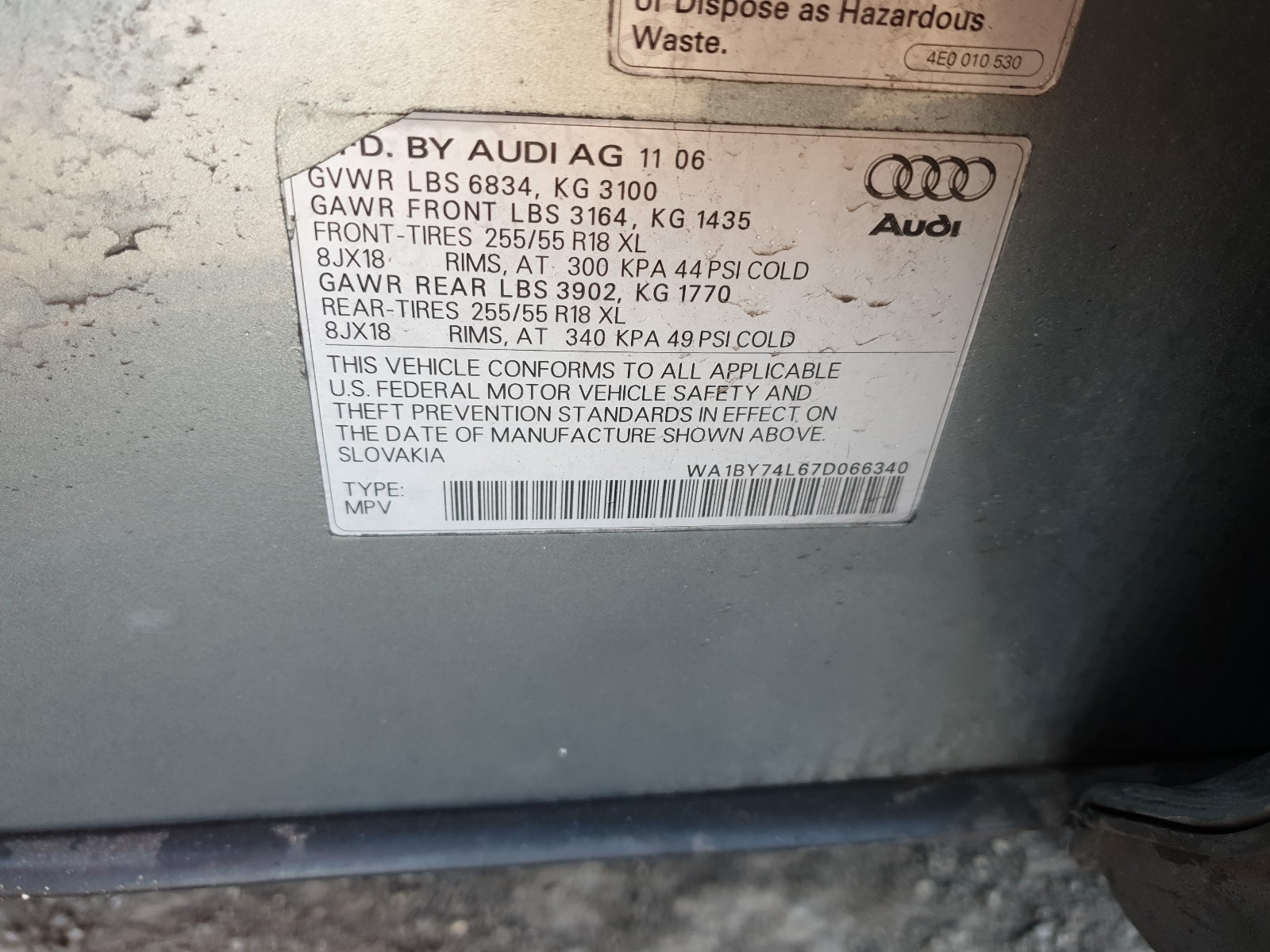 Photo 9 VIN: WA1BY74L67D066340 - AUDI Q7 3.6 QUA 