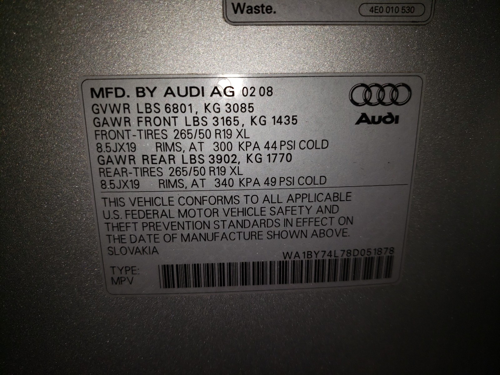 Photo 9 VIN: WA1BY74L78D051878 - AUDI Q7 3.6 QUA 