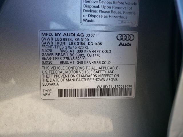 Photo 12 VIN: WA1BY74L87D089036 - AUDI Q7 3.6 QUA 