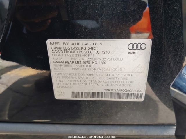 Photo 8 VIN: WA1C2AFP0GA039350 - AUDI Q5 