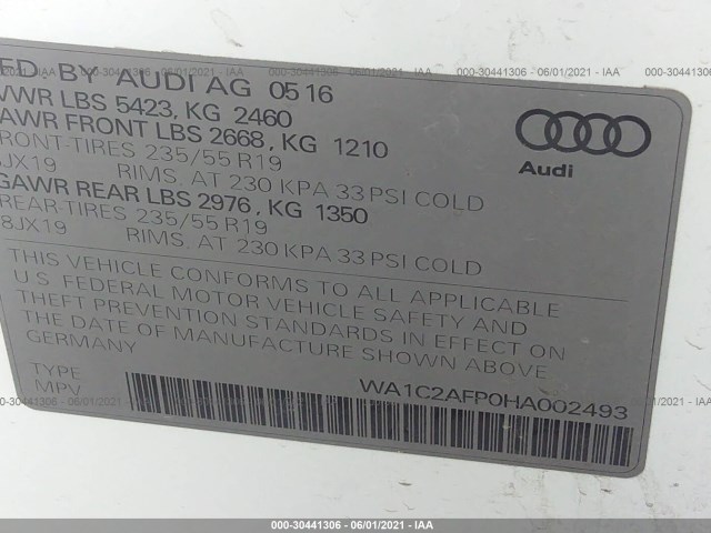 Photo 8 VIN: WA1C2AFP0HA002493 - AUDI Q5 