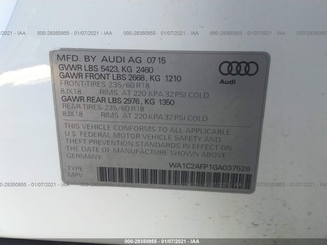 Photo 8 VIN: WA1C2AFP1GA037526 - AUDI Q5 