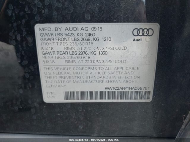 Photo 8 VIN: WA1C2AFP1HA058751 - AUDI Q5 