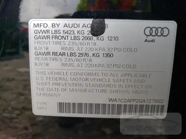 Photo 12 VIN: WA1C2AFP2GA127882 - AUDI Q5 