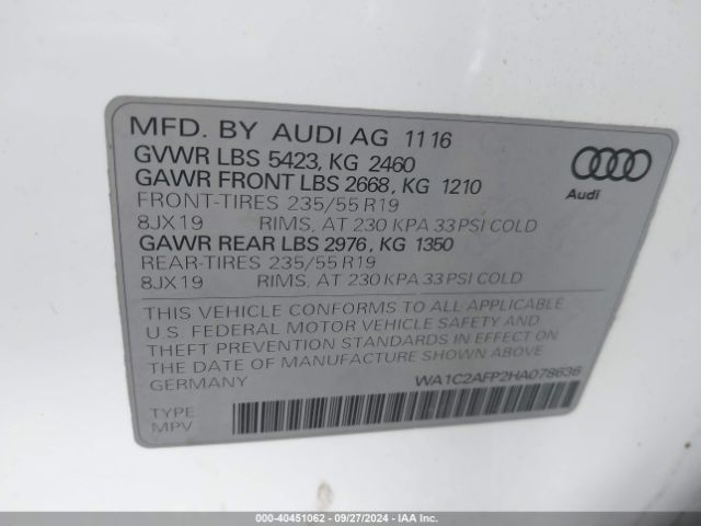 Photo 8 VIN: WA1C2AFP2HA078636 - AUDI Q5 