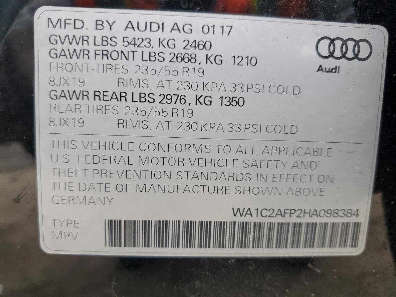 Photo 13 VIN: WA1C2AFP2HA098384 - AUDI Q5 