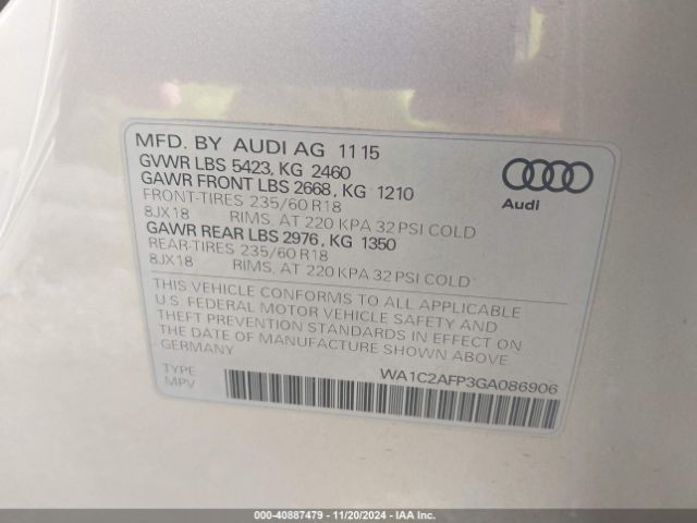 Photo 8 VIN: WA1C2AFP3GA086906 - AUDI Q5 