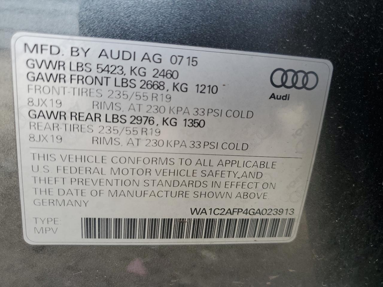 Photo 11 VIN: WA1C2AFP4GA023913 - AUDI Q5 