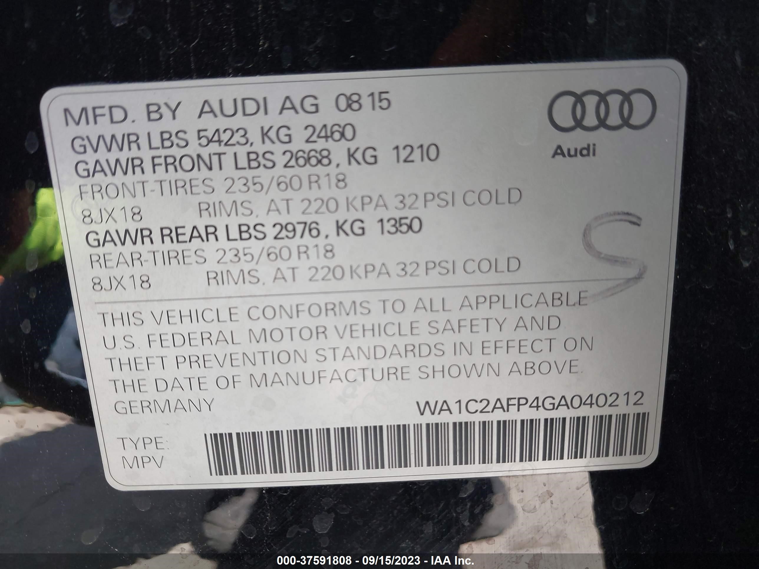 Photo 8 VIN: WA1C2AFP4GA040212 - AUDI Q5 