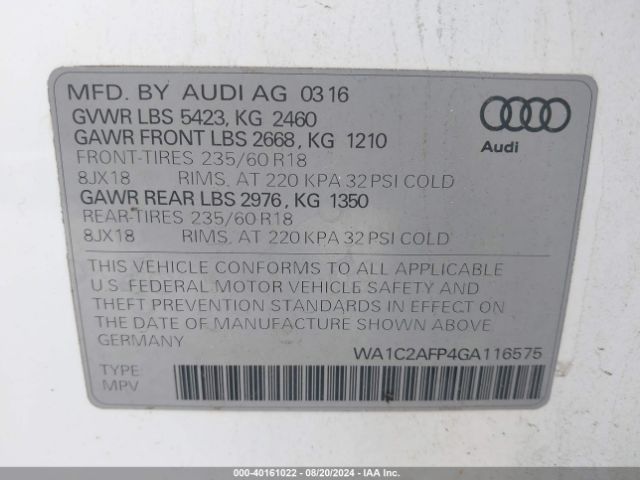 Photo 8 VIN: WA1C2AFP4GA116575 - AUDI Q5 