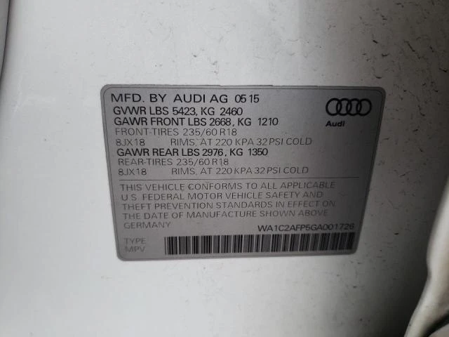 Photo 12 VIN: WA1C2AFP5GA001726 - AUDI Q5 PREMIUM 