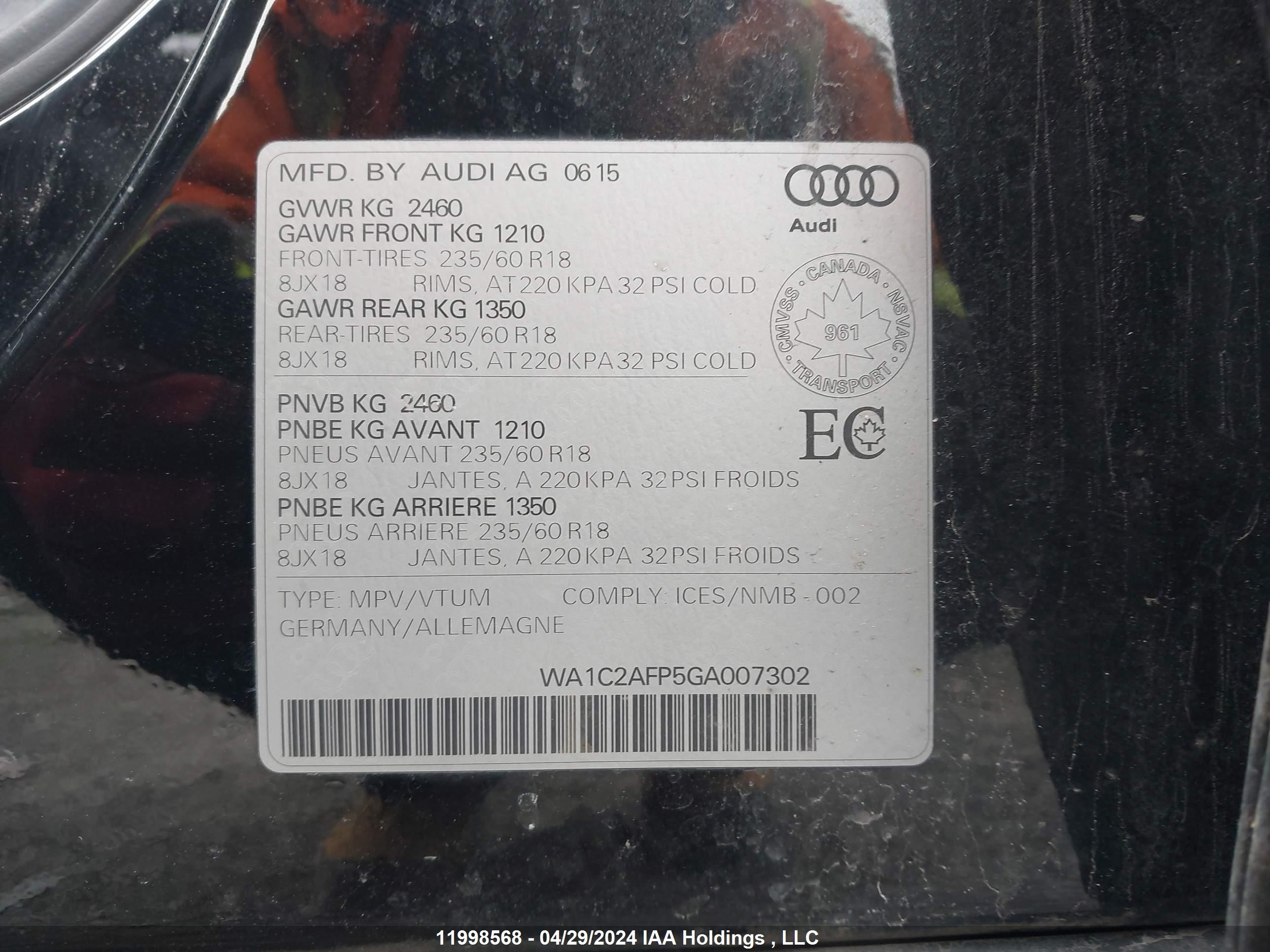 Photo 8 VIN: WA1C2AFP5GA007302 - AUDI Q5 