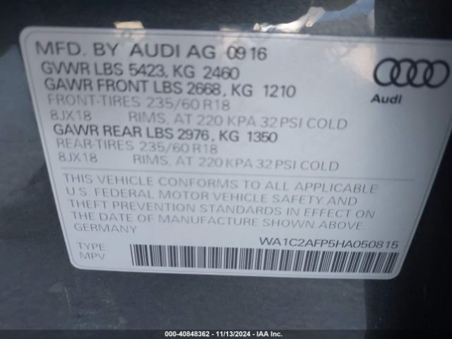 Photo 8 VIN: WA1C2AFP5HA050815 - AUDI Q5 