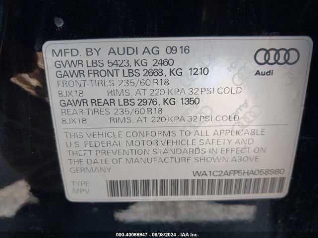 Photo 8 VIN: WA1C2AFP5HA058980 - AUDI Q5 