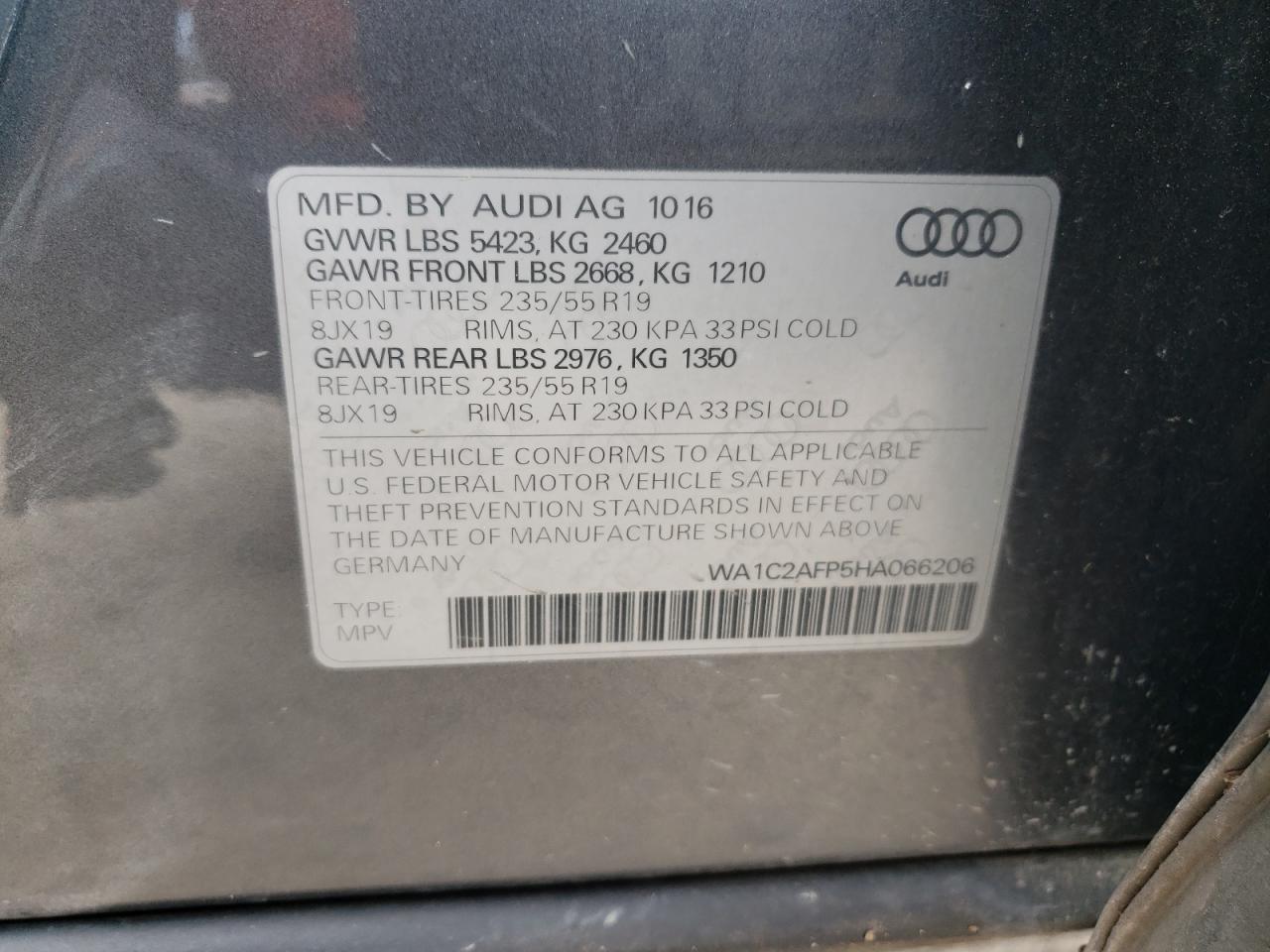 Photo 11 VIN: WA1C2AFP5HA066206 - AUDI Q5 