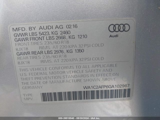 Photo 8 VIN: WA1C2AFP6GA102967 - AUDI Q5 