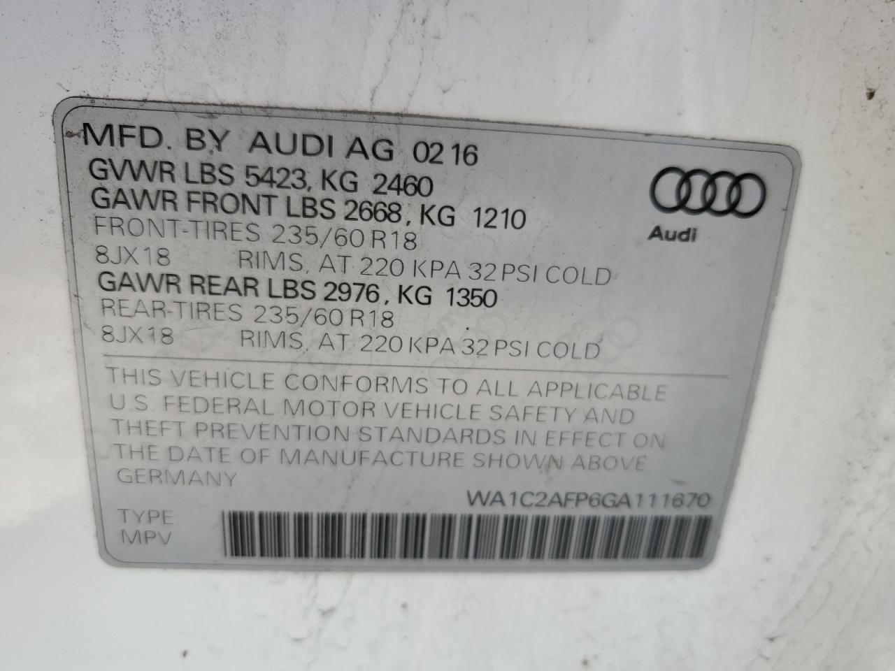 Photo 9 VIN: WA1C2AFP6GA111670 - AUDI Q5 