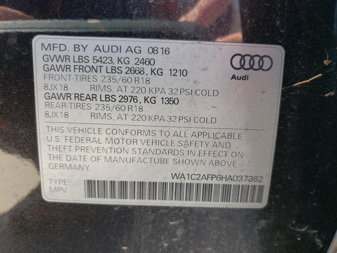 Photo 12 VIN: WA1C2AFP6HA037362 - AUDI Q5 