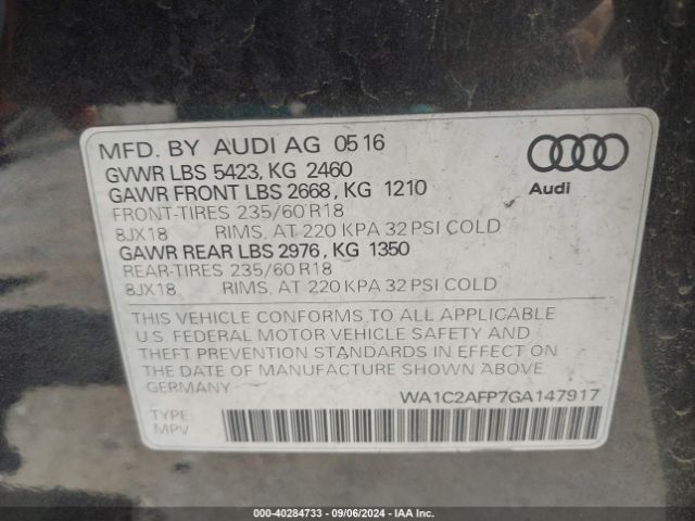 Photo 8 VIN: WA1C2AFP7GA147917 - AUDI Q5 